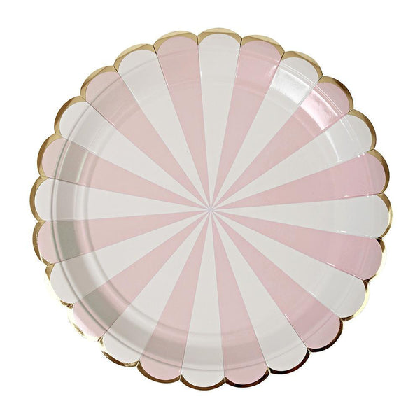 Dusty Pink Fan Stripe Plates (large) - IMAGINE Party Supplies