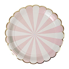 Dusty Pink Fan Stripe Plates (large)