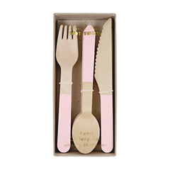 Soft Pink Wooden Cutlery Set