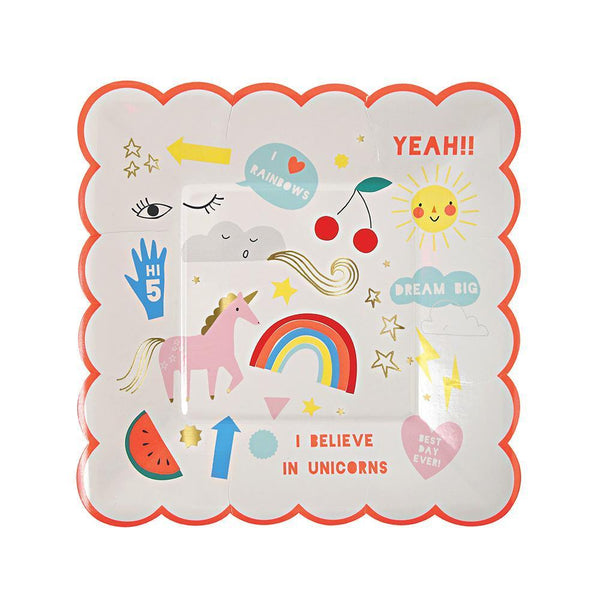 Rainbow & Unicorn Plates (small) - IMAGINE Party Supplies